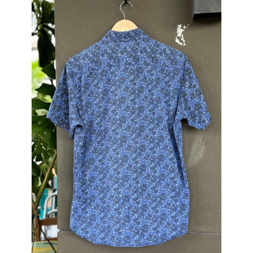Robert Graham Men’s Medium Blue Abstract Print Short Sleeve Button Down Shirt - Picture 3 of 7